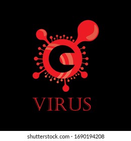  el brote del logotipo del vector del coronavirus se asocia al síndrome respiratorio agudo