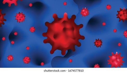 Coronavirus vector pattern. Corona virus 2019-ncov background, covid-19 sign, pandemic frame