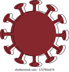 Coronavirus vector is red and black. Picture of a coronavirus in the flat and contour style.