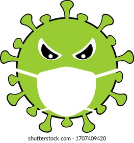Coronavirus vector silhouette, Stay Home Quarantine 2020 Disease virus with face mask