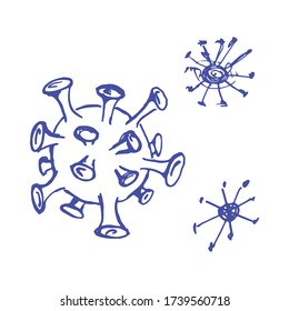Coronavirus Vector, sketch, hand drawn, cartoon illustration set