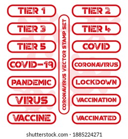 Coronavirus Vektor Stamp Set auf weißem Hintergrund mit Viruslogos.