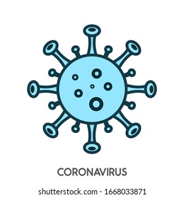Coronavirus Vector Thin Line Icon. Infographic Element . Virus Cell Icon . Corona Virus Sign Icon. Wuhan Pneumonia. COVID-19 NCOV-2019 Corona Virus Abbreviation. Bacteria Scheme. Vector Illustration