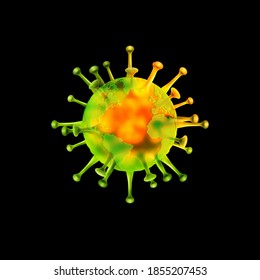 mundo de las células del virus del coronavirus. Ilustración conceptual médica pandémica mundial. Ilustración del vector