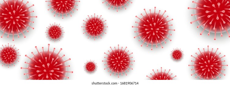 Coronavirus. Virus. COVID-2019. Outbreak coronavirus. Pandemic, medical, healthcare, infectious, virology, epidemiology concept. Corona virus 2019-nCoV. 3D background. Vector illustration.