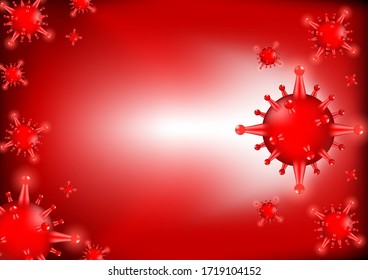 Coronavirus virus floating in environment. Virus abstract red background.Vector EPS 10.
