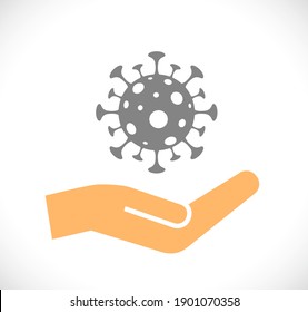 coronavirus virus with hand icon
