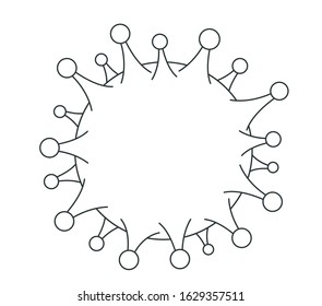 Coronavirus. Virus icon. Copy space. Background frame. The Molecule viral bacteria infection. Virus infection test. Contour line vector. Place for text.