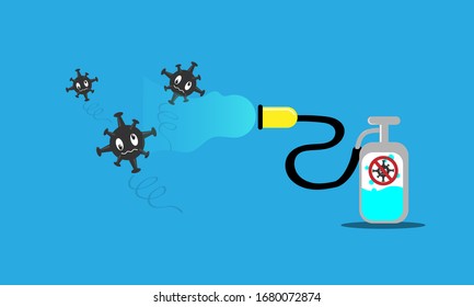 Coronavirus Virus Sanitizer illustration. Fight Corona viruses with SANITIZER