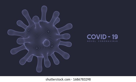 Coronavirus, virus strain of MERS-Cov and Novel coronavirus 2019-nCoV, Covid-19. Vector concept of dangerous virus, 3d grid texture.