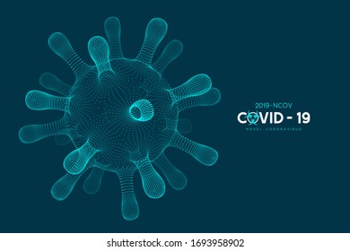 Coronavirus, virus strain of MERS-Cov and Novel coronavirus 2019-nCoV, Covid-19. Vector concept of dangerous virus, 3d dotted texture.