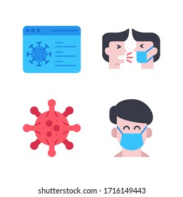 Coronavirus / Virus Transmission icon set = Web information, cough, virus, facemask