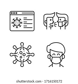 Coronavirus / Virus Transmission icon set = Web information, cough, virus, facemask