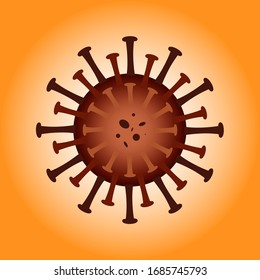 Coronavirus virus vector isolated on white. Bacteria Icon. Coronavirus bacteria COVID-2019. An evil bacteria 