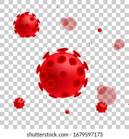 Coronavirus viruses on transparent background COVID-2019. Coronavirus outbreak. Pandemic, epidemiology concept. 2019 coronavirus coronavirus 3D background.