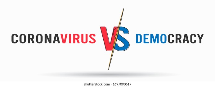 Coronavirus vs human rights and democracy conceptual vector illustration