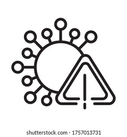 coronavirus warning and attention, exclamation mark health danger sign, line style icon vector illustration design