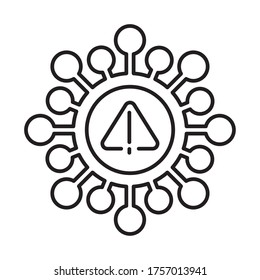 Warnung und Aufmerksamkeit von Coronavirus, Ausrufezeichen Gesundheitsgefährdungszeichen, Zeilensymbol, Vektorgrafik-Design