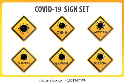 Coronavirus warning and attention icon. Health danger sign, COVID-19 or 2019-nCoV epidemic and pandemic symbol. Simple flat logo template for medical Infographic. Isolated vector
