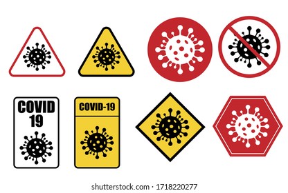 Coronavirus warning sign, biohazard symbol