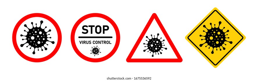 Coronavirus Warning Sign Set. 2019-nCoV. Vector