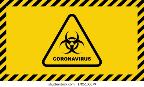 Coronavirus warning sign in a triangle. Global epidemic of SARS-CoV-2 Covid-19. Vector illustration.