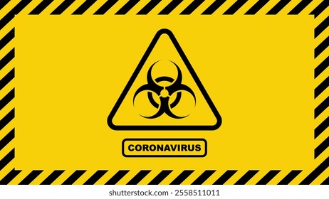 Coronavirus warning sign in a triangle. Global epidemic of SARS-CoV-2 Covid-19. Vector illustration.