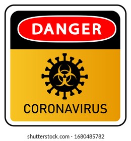 Coronavirus warning sign in a triangle and warning tape vector illustration. Coronavirus in Europe. Chinese virus outbreak. Global epidemic of COVID-2019. Vector illustration EPS 10