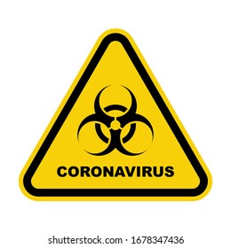 Coronavirus warning sign in a triangle vector illustration. Global epidemic of 2019-nCov covid-19.
