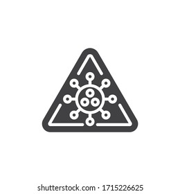 Icono del vector del signo de advertencia de Coronavirus. signo plano relleno para concepto móvil y diseño web. Advertencia Icono de glifo de signos Covid-19. Símbolo, ilustración del logotipo. Gráficos vectoriales