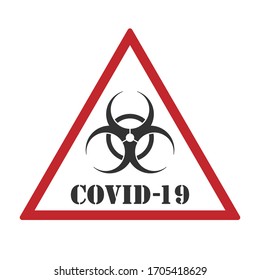 Coronavirus warning triangle icon. Biohazard Corona virus disease symbol. Influenza epidemic logo. Sars Covid-19 sign. Isolated on white background. Vector illustration image.