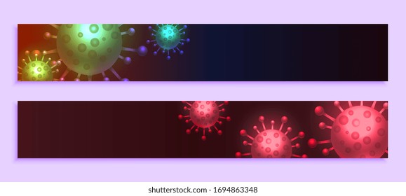 banderas anchas de coronavirus con diseño de espacio de texto