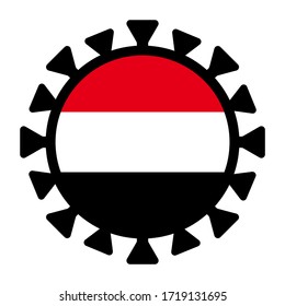 Bandeira do Coronavírus no Iêmen sobre fundo branco. Ícone de infecção médica por Covid-19. 2019-ncov vírus epidemia conceito ilustração. 