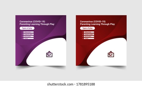 Coronavirus(COVID-19) parenting learning through play social media banner template