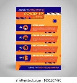 Coronavirus/COVID-19, Poster Of Prevention Virus While Maintaining Safety Protocols. Vector Illustration.