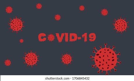 Coronavirus.Covid-19.Dangerous Coronavirus Cell. Bacteria. Caution. Outbreak. Pandemic medical concept. Isolated Vector Icon, Logo, Illustration. Background
