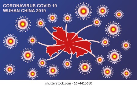 coronaviruses concept background vector design, coronavirus covid 19 from wuhan china, central to the spread of coronavirus