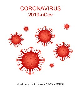 Coronaviruses vector illustration, virus originate in China. Wuhan coronavirus 2019-nCoV concept. Dangerous chinese nCoV coronavirus. 