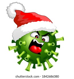 Coronavius Evil Christmas Santa Claus Vector Character isolated on white