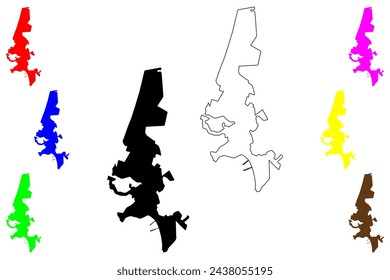 Coronel city (Republic of Chile) map vector illustration, scribble sketch Coronel City and Commune map