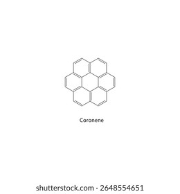 Estrutura esquelética de coroneno. Ilustração esquemática do composto de hidrocarbonetos aromáticos policíclicos (PAH). Diagrama simples, fórmula química.