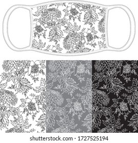 Corono virus Face protective masks design. Floral vector pattern mask protective against Coronovirus, Covid-19, virus. Healthcare medical surgical Flat layout  pattern.