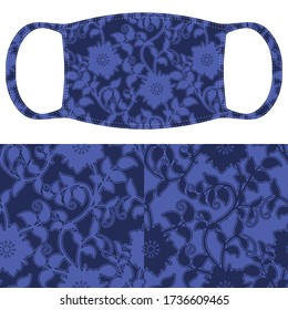 Corono virus Face protective masks design. Floral vector pattern mask protective against Coronovirus, Covid-19, virus. Healthcare medical surgical Flat layout  pattern.