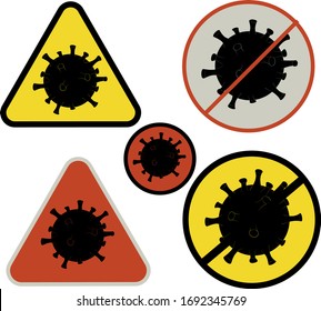 Coronovirus Caution Icon Yellow Black