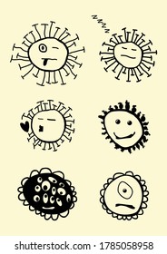 coronovirus children's drawing vector monster