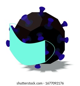 Coronovirus concept. The mask will not spread the virus. Coronovirus mask with shadow. Vector illustration of a flat 3d design. Isolated on a white background.