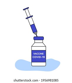 Coronovirus, covid-19, vaccination concept. A vial with a vaccine and a syringe with a needle. Vaccination illustration and icon concept