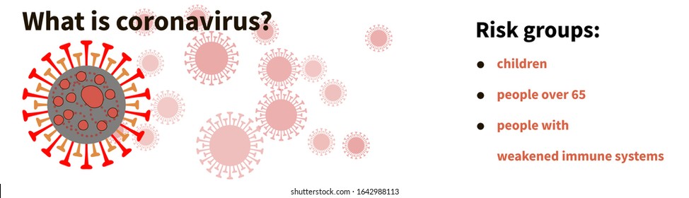 Coronovirus danger and public health risk. Coronovirus infection NCP outbreak. Risk groups - children, people over 65, with weakened immune system. Pandemic medical public health. Dangerous cells.