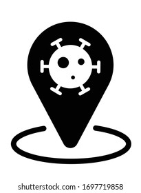 Coronovirus Epicenter Place Icon In Black 