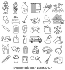 coronovirus objects icon line set